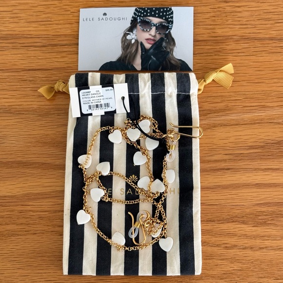 NWT Lele Sadoughi Heart 🤍 Dangle Chain - Picture 1 of 4